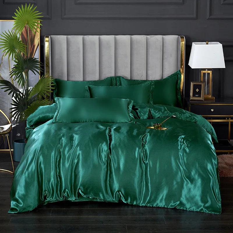 Afralia™ Silky Ice Solid Color Bedding Set for Cool Summer Sleep