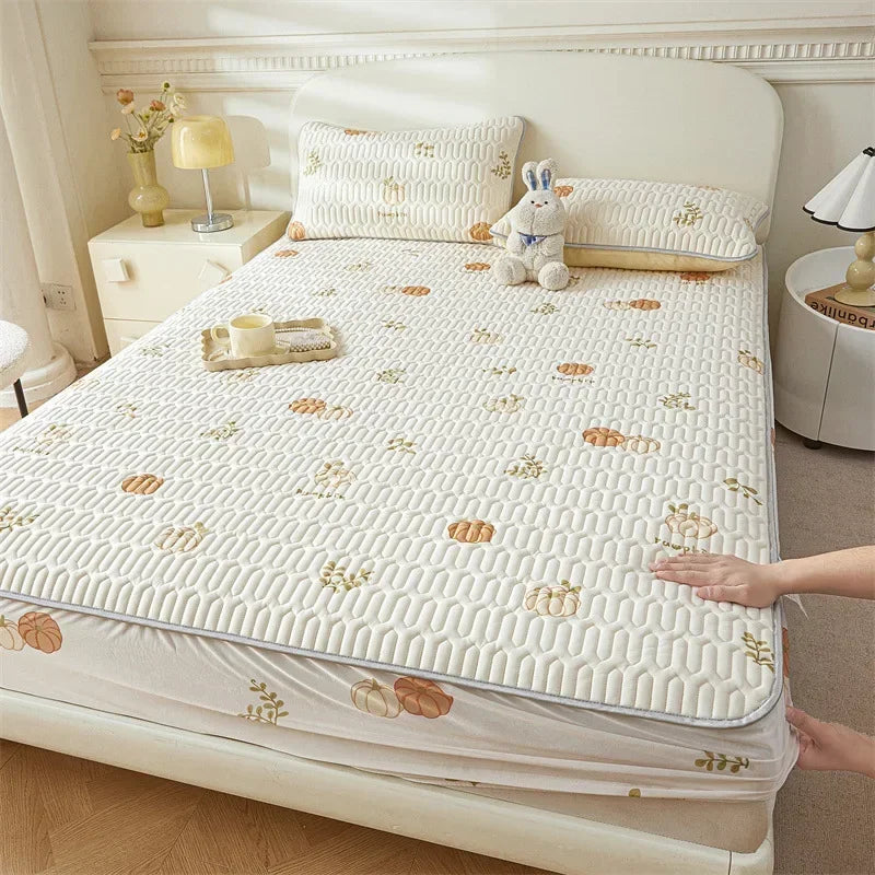 Afralia™ Summer Cartoon Print Silky Latex Cooling Fitted Sheet Set