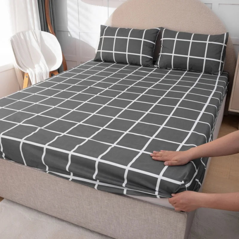 Afralia™ Tropical Palm Leaf Print Double Bed Fitted Sheet - Soft & Comfortable All-Season Mattress Protector