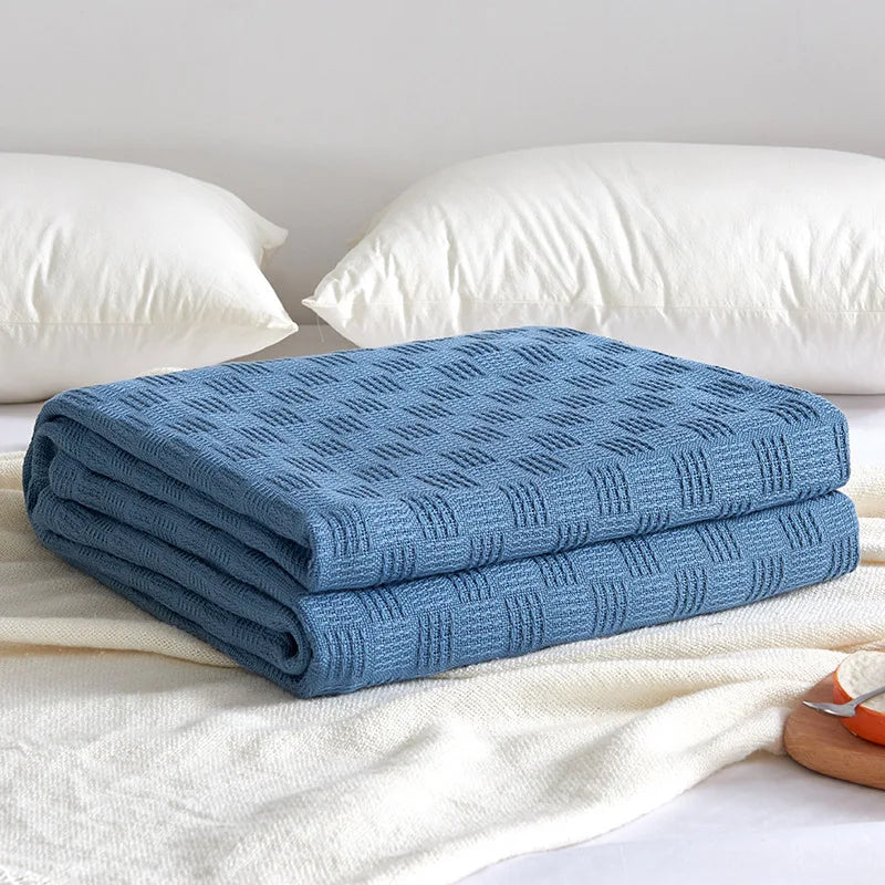 Afralia™ Pure Cotton Knitted Blanket: Summer Sofa Cover Comfort Queen Double Size Quilt