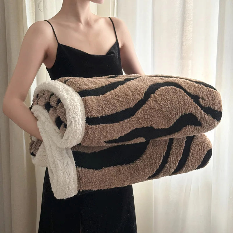 Afralia™ Leopard Print Double Layered Wool Blanket-Irresistibly Soft & Warm