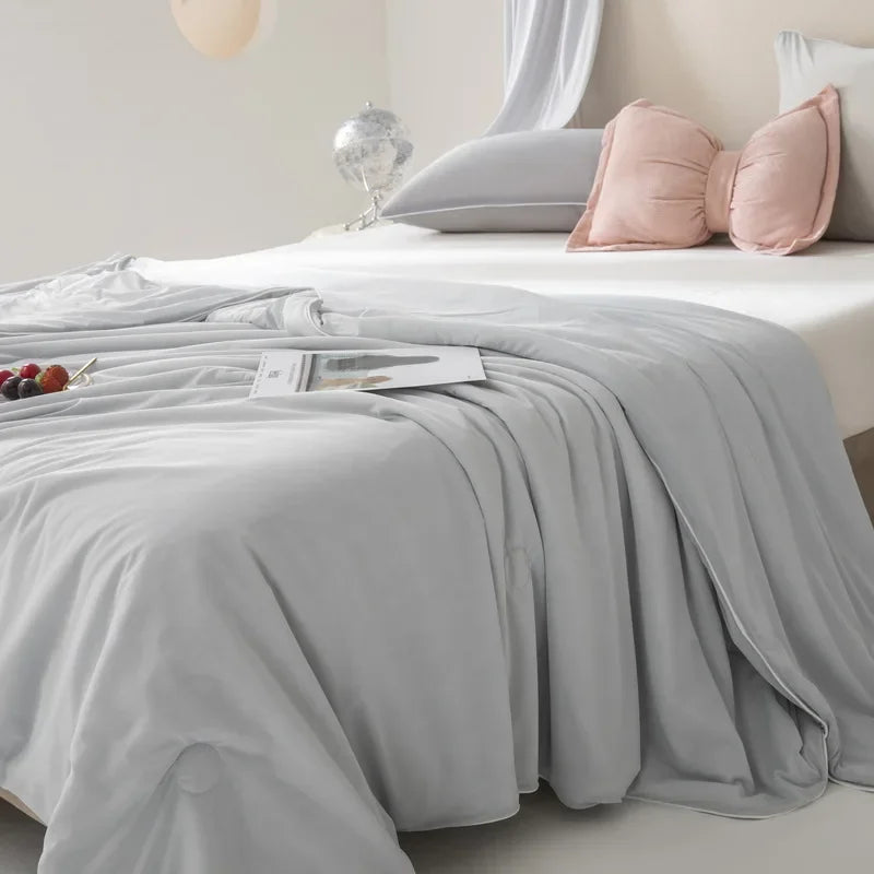 Afralia™ Satin Silky Summer Cooling Blanket Ultra-Thin Breathable Quilted Comforter