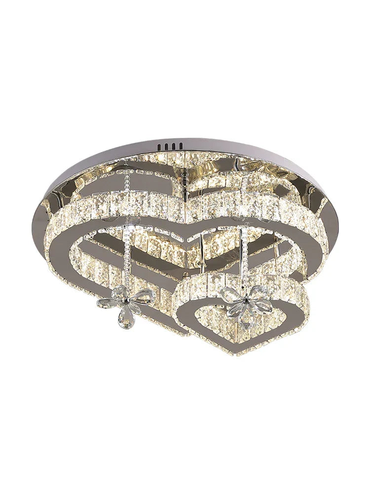 Afralia™ Heart Crystal LED Chandelier Modern Living Room Dining Ceiling Light