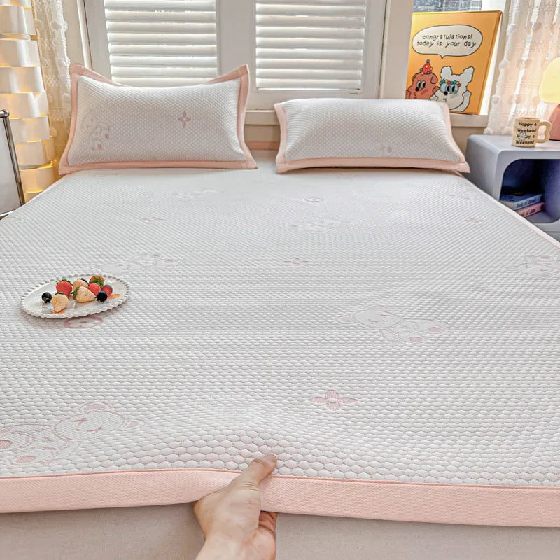 Afralia™ Ice Bean Cooling Feel Mat Set - Jacquard Cushion, Washable, Breathable Mattress