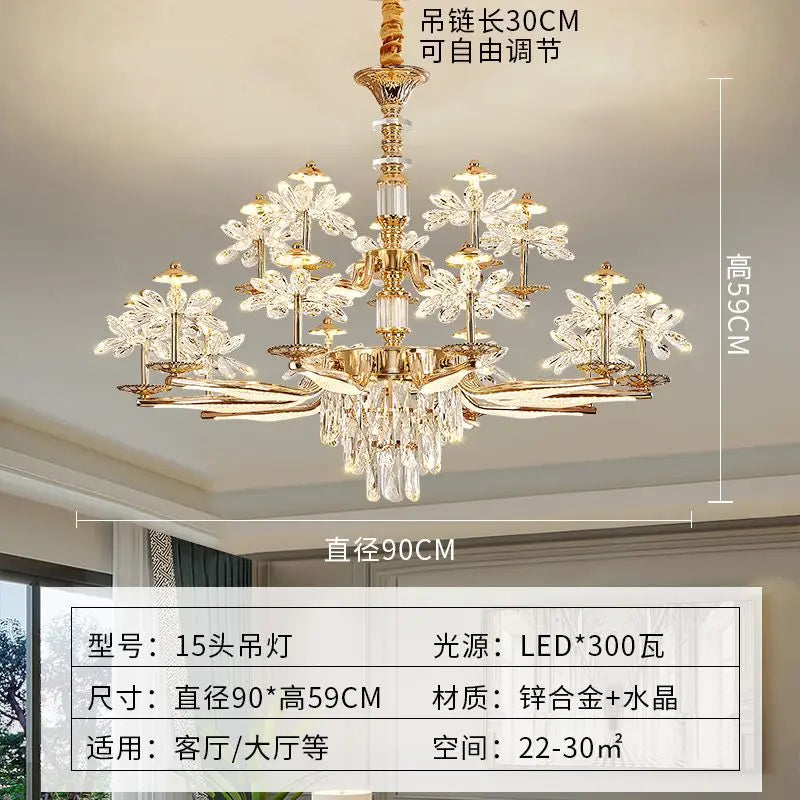 Afralia™ Crystal Chandelier Ceiling Pendant Light for Living, Dining, and Bedroom Home Lighting