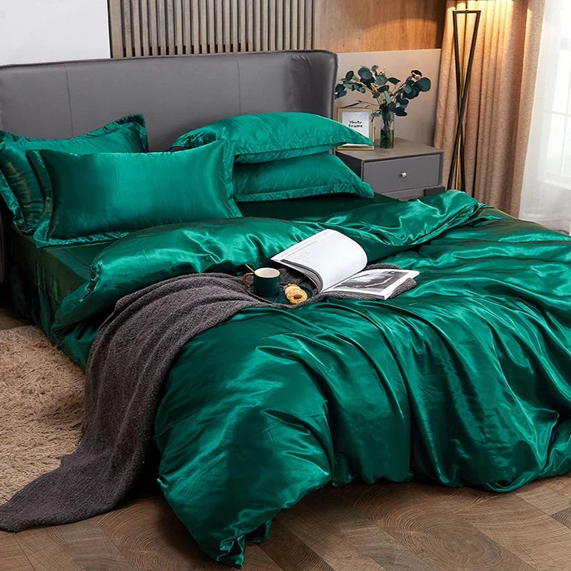 Afralia™ Silky Ice Solid Color Bedding Set for Cool Summer Sleep