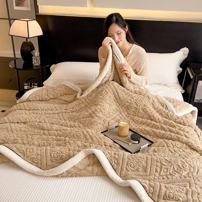 Afralia™ Soft Velvet Blanket: Thick Coral Fleece, Multi Functional Sofa Cover for Winter