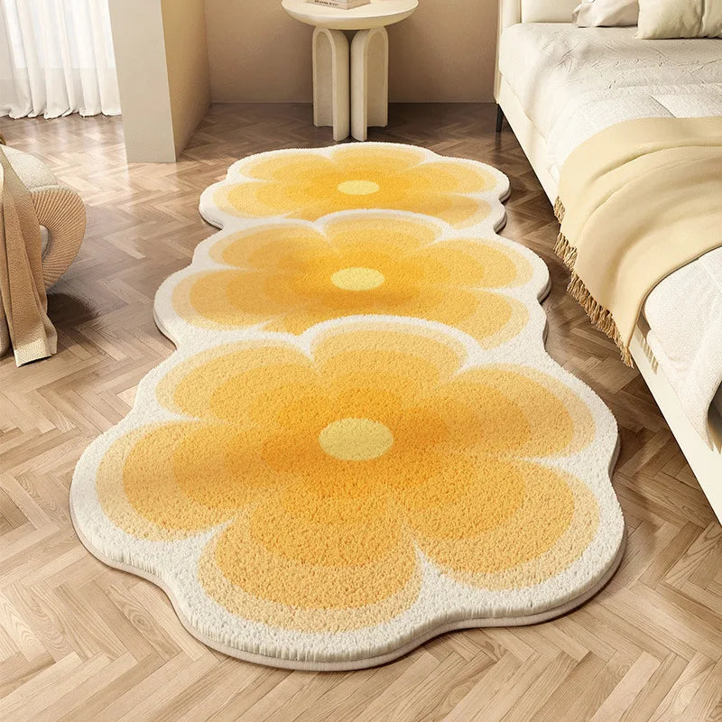 Afralia™ Floral Faux Cashmere Bedside Carpet: Soft, Non-Slip, Wear-Resistant Floor Mat