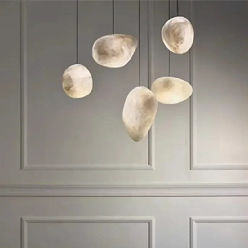 Afralia™ Marble Chandelier Alabaster Stone Copper Pendant Lights