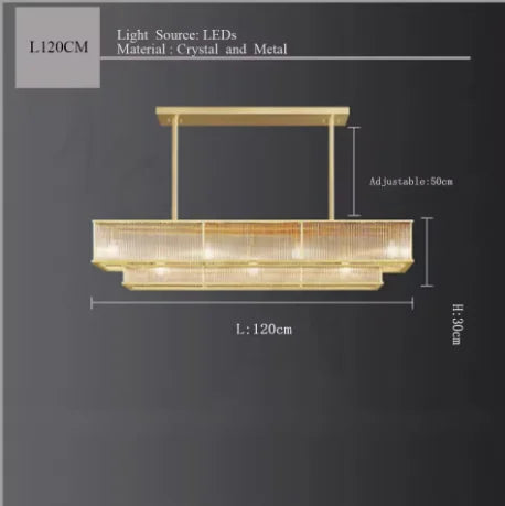 Afralia™ Golden Brass Linear Crystal Chandelier - Luxury Pendant Light for Home