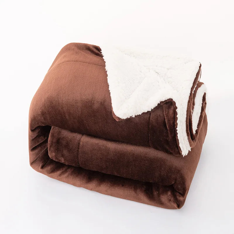 Afralia™ Cozy Double-Layer Lamb Fleece Blanket - All Season Warmth Bedspread