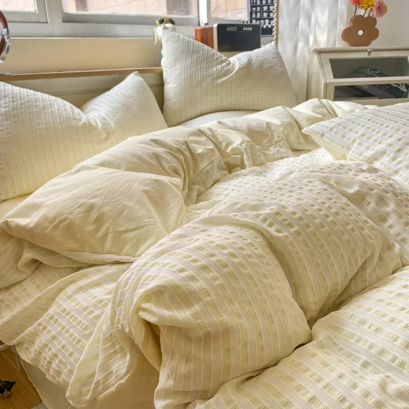 Afralia™ Pure Cotton Jacquard Comforter 4-Piece Bedding Set: Soft, Breathable, Skin-Friendly Quality