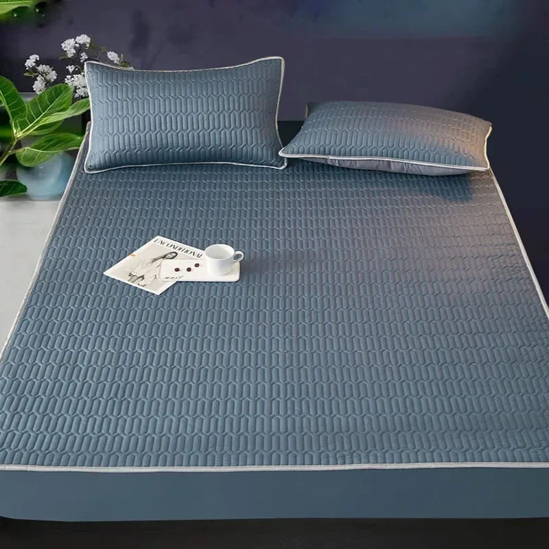 Afralia™ Cooling Latex Fitted Sheet Set: Soft 3-Layer Mattress Protector for Hot Sleepers