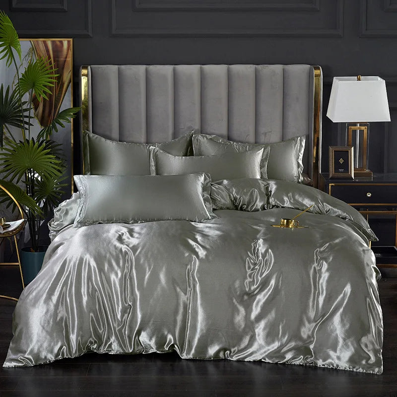 Afralia™ Silky Ice Solid Color Bedding Set for Cool Summer Sleep
