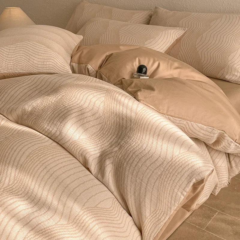 Afralia™ Luxury Jacquard 3-Layer Cotton Bedding Set - Soft & Skin-Friendly