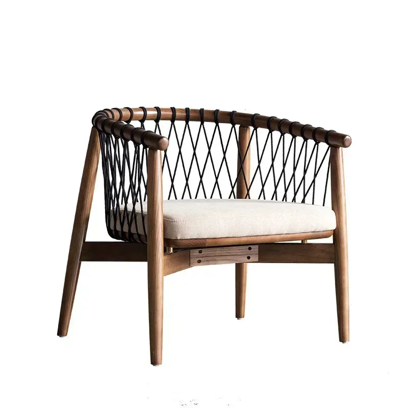 Afralia™ Nordic Minimalist Rope-Woven Leisure Chair for Balcony & Bedroom