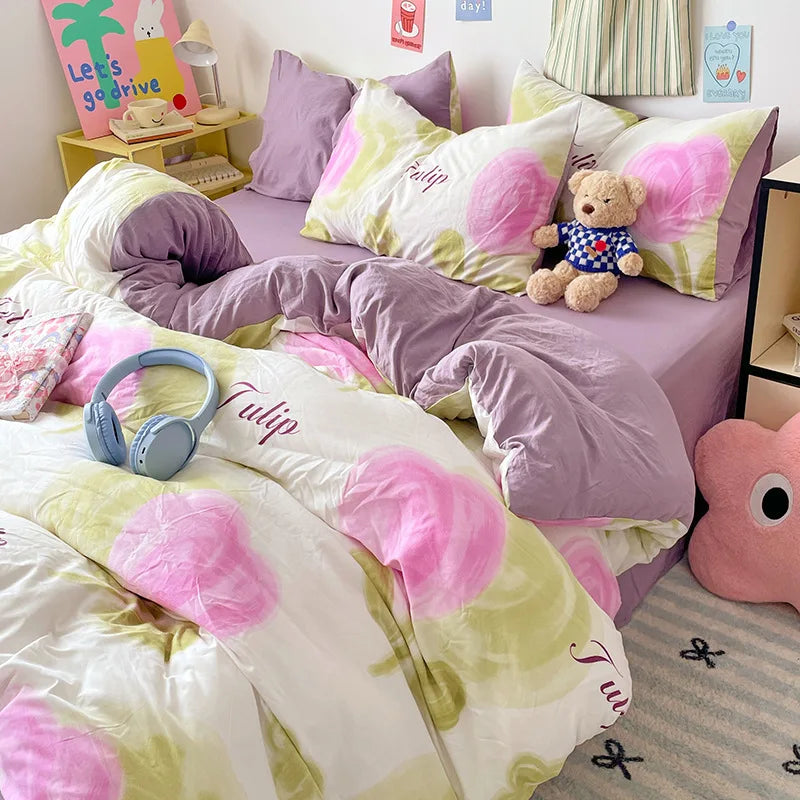 Afralia™ Cloud Cotton Printed Bedding Sets | Super Soft Quilt Set for School Home Twin King