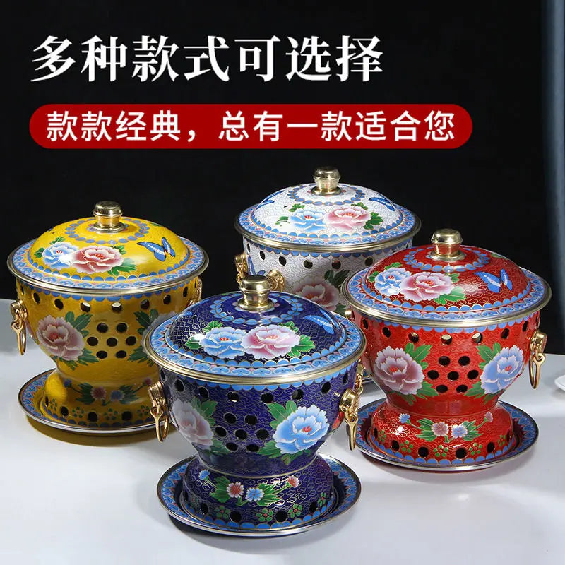 Afralia™ Mini Enamel Hotpot with Alcohol Burner, Pure Copper Single Serving Oil Boiler