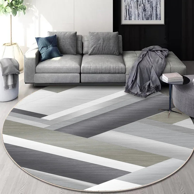 Afralia™ Circular Geometric Cashmere Floor Mat for Living Room, Stain Resistant & Easy-Clean