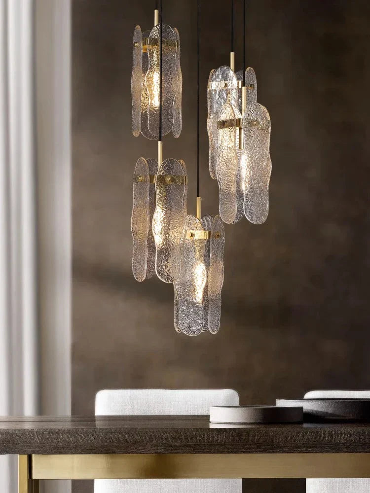 Afralia™ Gold Water Ripple Glass Ceiling Lamp for Bedroom Kitchen Home Decor
