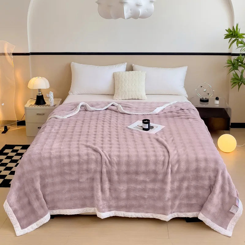 Afralia™ Rabbit Velvet Fluffy Coral Fleece Sofa Blanket: Warm Autumn Bed Throw Blanket