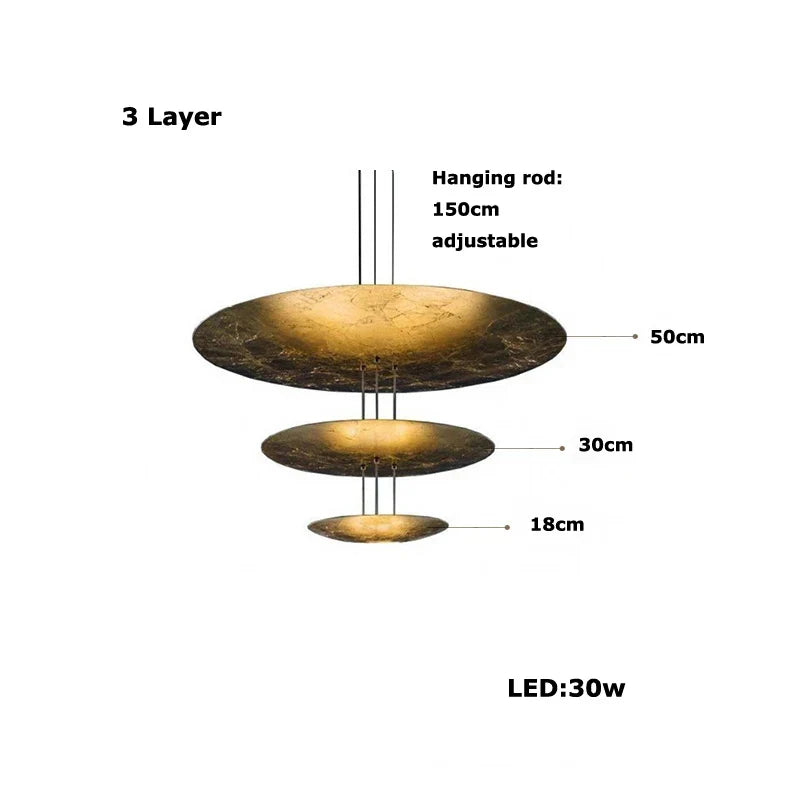 Afralia™ Gold Foil Pendant LED Chandelier, Modern Italian Design for Villas