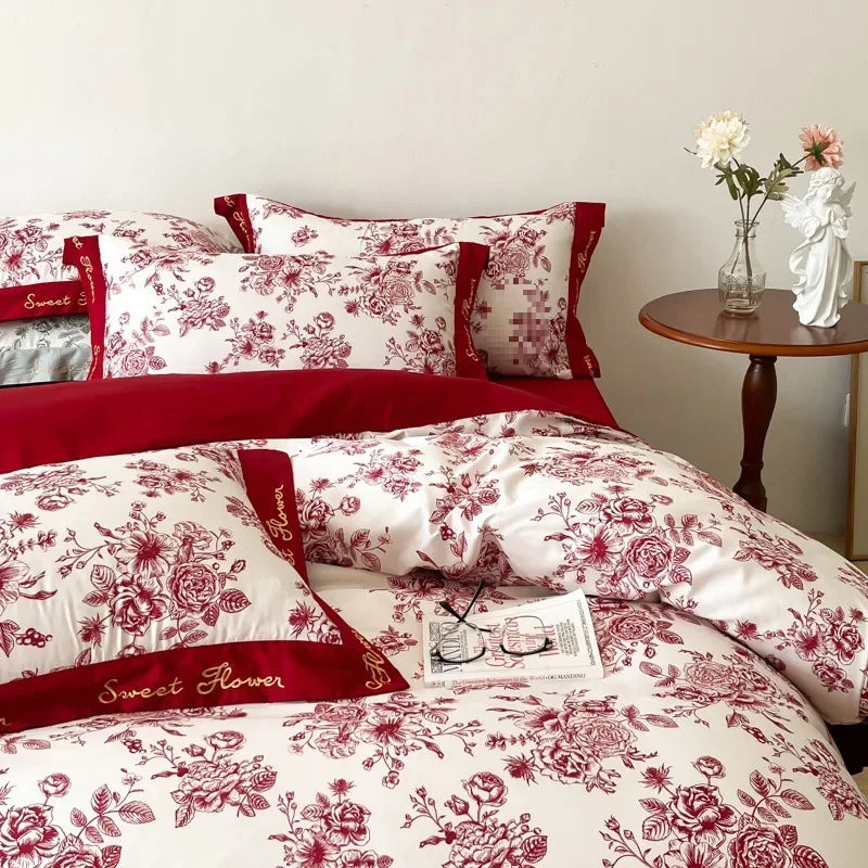 Afralia™ Luxury Cotton Wedding Duvet Cover Set for Adults