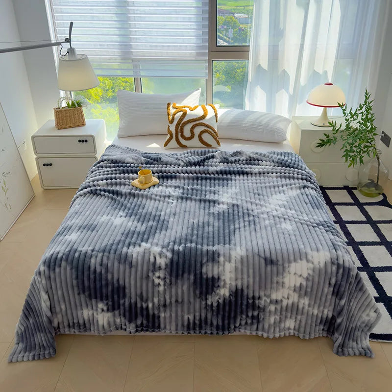 Afralia™ Marble Patterned Flannel Blanket - Multipurpose Office Nap Shawl & Cushion