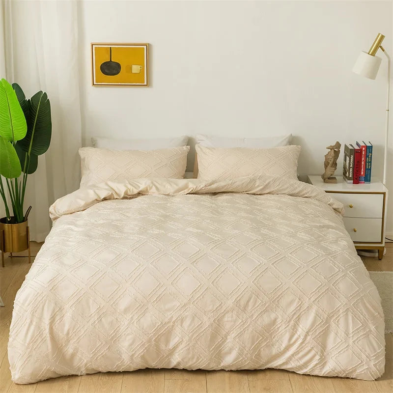 Afralia™ Geometric Cut Flowers Bedding Set: Queen King Size Duvet Cover Pillowcases