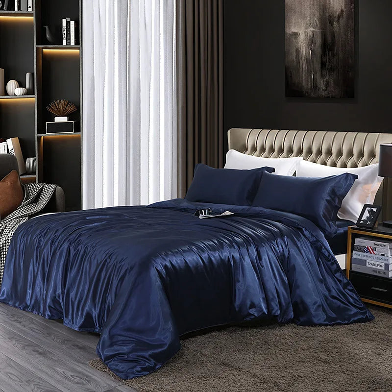 Afralia™ Silk Summer Bedding Set: Double-Sided Cooling Comforter & Soft Satin Sheet - Single/Double