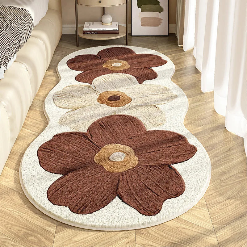 Afralia™ Floral Faux Cashmere Bedside Carpet: Soft, Non-Slip, Wear-Resistant Floor Mat