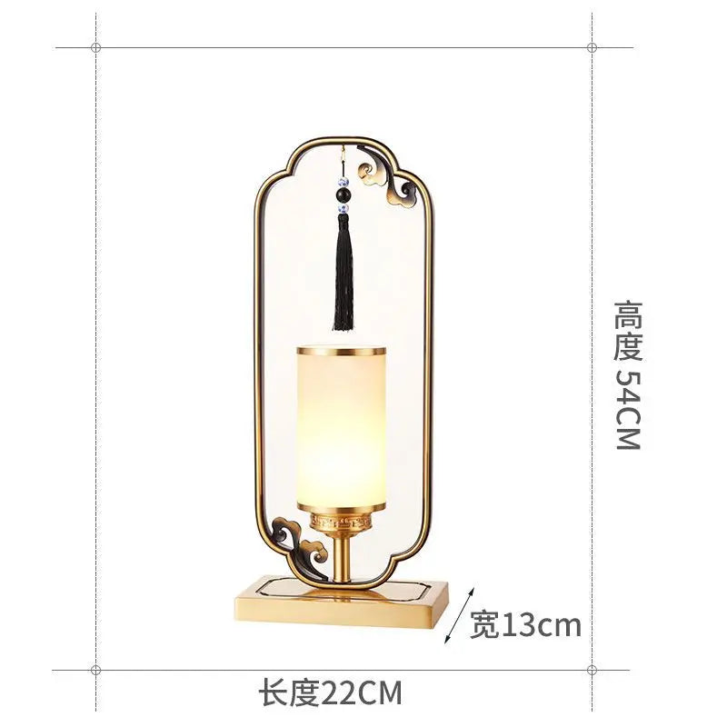Afralia™ Retro Warm Chinese Copper Desk Lamp for Living Room Study Bedroom LED