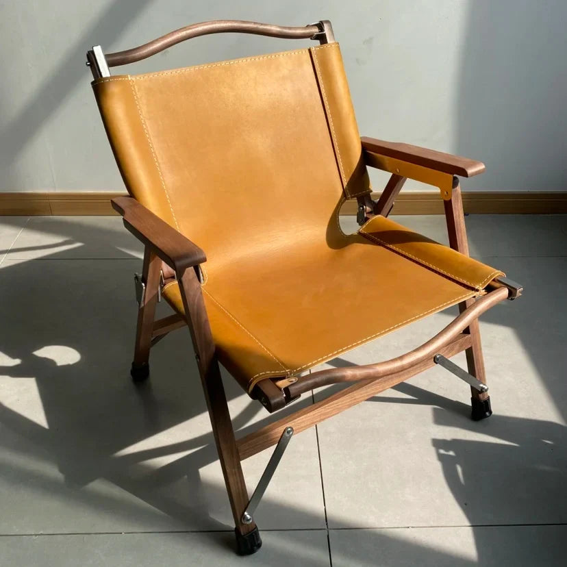 Afralia™ Portable Folding Backrest Chair with Faux Wood Armrests