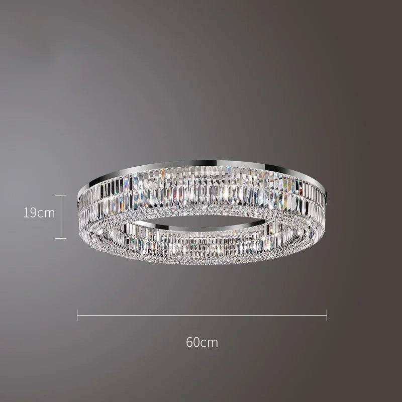 Afralia™ Modern Crystal Chandelier Chrome Stainless Steel Hanging Light Fixtures
