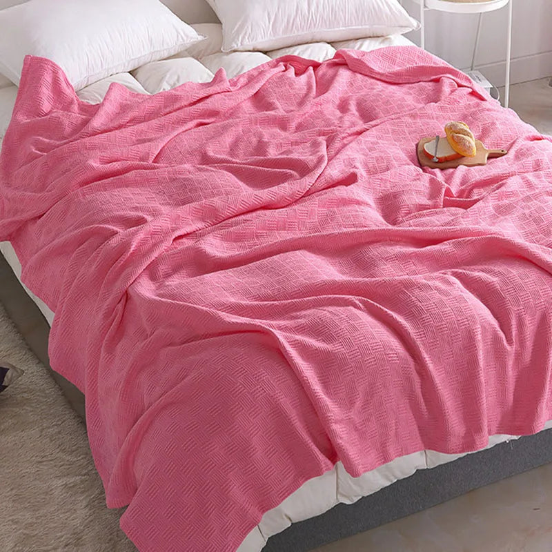 Afralia™ Pure Cotton Knitted Blanket: Summer Sofa Cover Comfort Queen Double Size Quilt