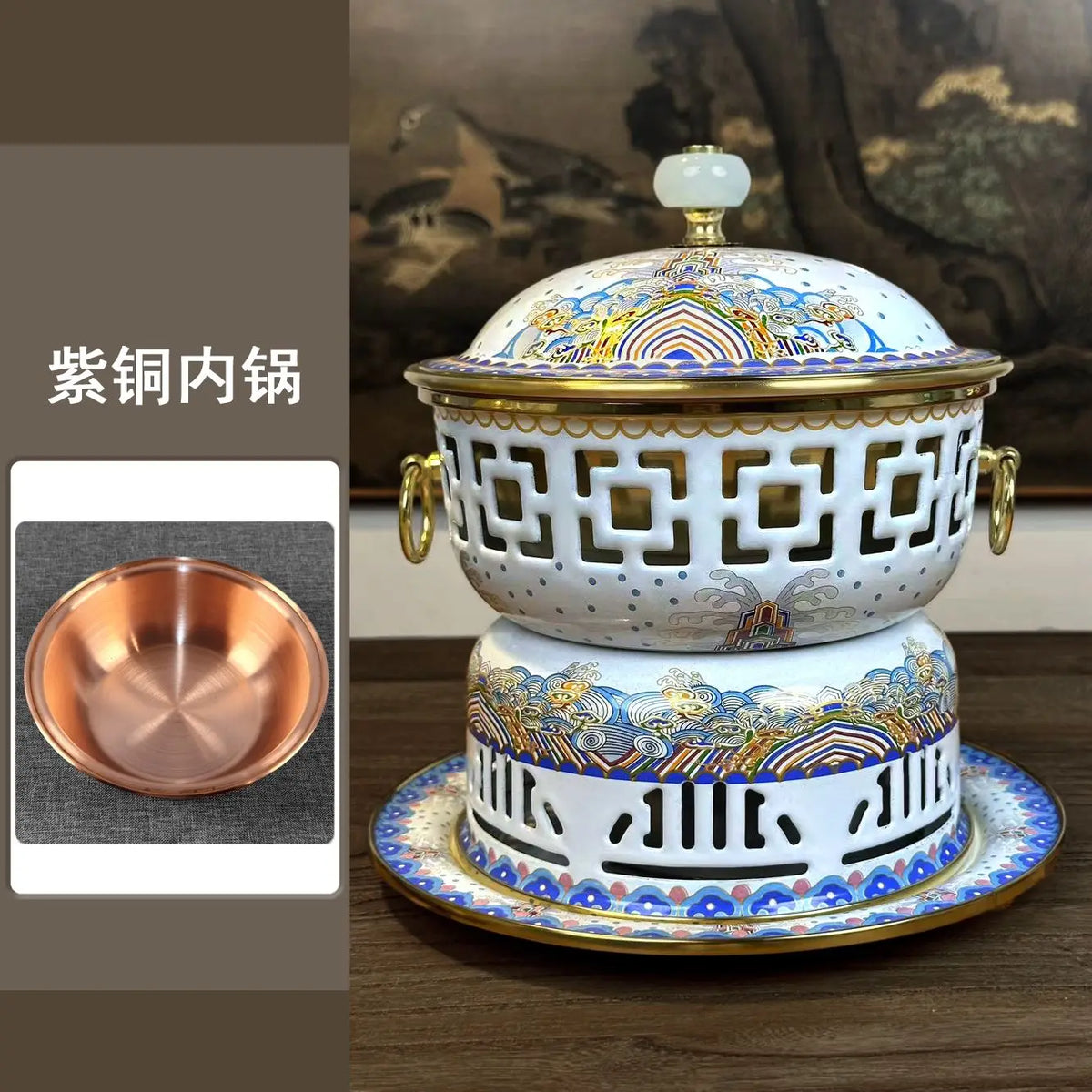 Afralia™ Copper Shabu Hot Pot Stockpot for Family Gathering and Picnics