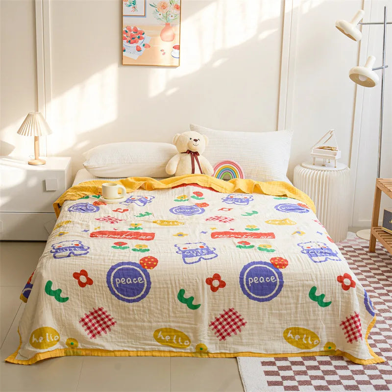 Afralia™ Six-Layer Cotton Towel Blanket: Bubble Gauze Bed Cover, Skin-Friendly, Summer Cool Quilt