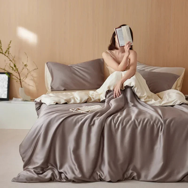 Afralia™ 60S Rayon Silk Bedding Set | Solid Color | Summer Cooling | Twin-King