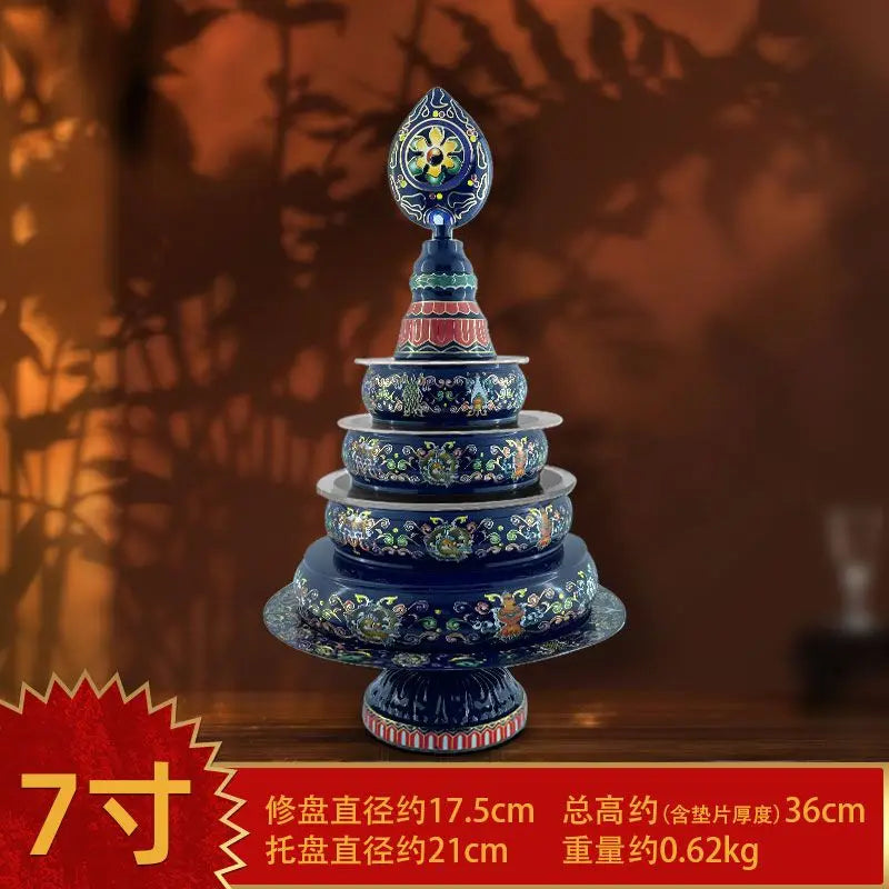 Afralia™ Cloisonné Manda Pan Eight Auspicious Tea Pan