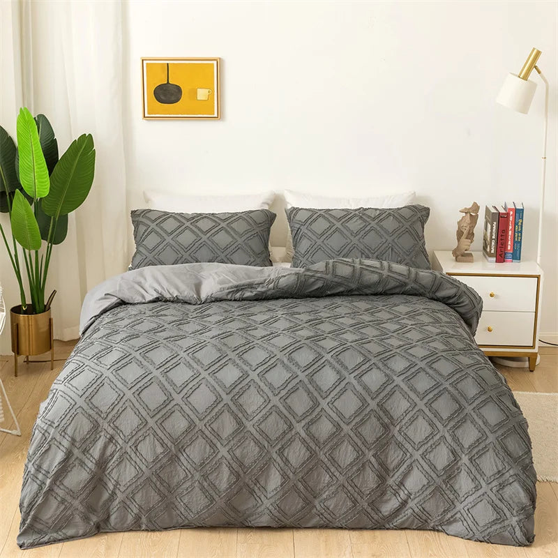 Afralia™ Geometric Cut Flowers Bedding Set: Queen King Size Duvet Cover Pillowcases