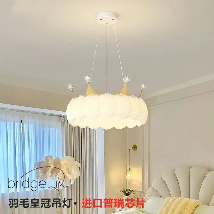 Afralia™ Gold&White LED Crown Small Chandelier for Living Dining Bedroom - Indoor Decor Lighting