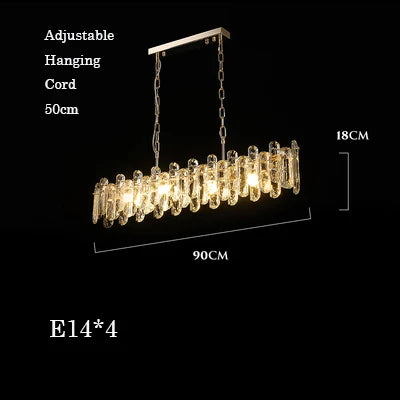 Afralia™ Gold Crystal Strip Chandelier - Dimmable Indoor Ceiling Light