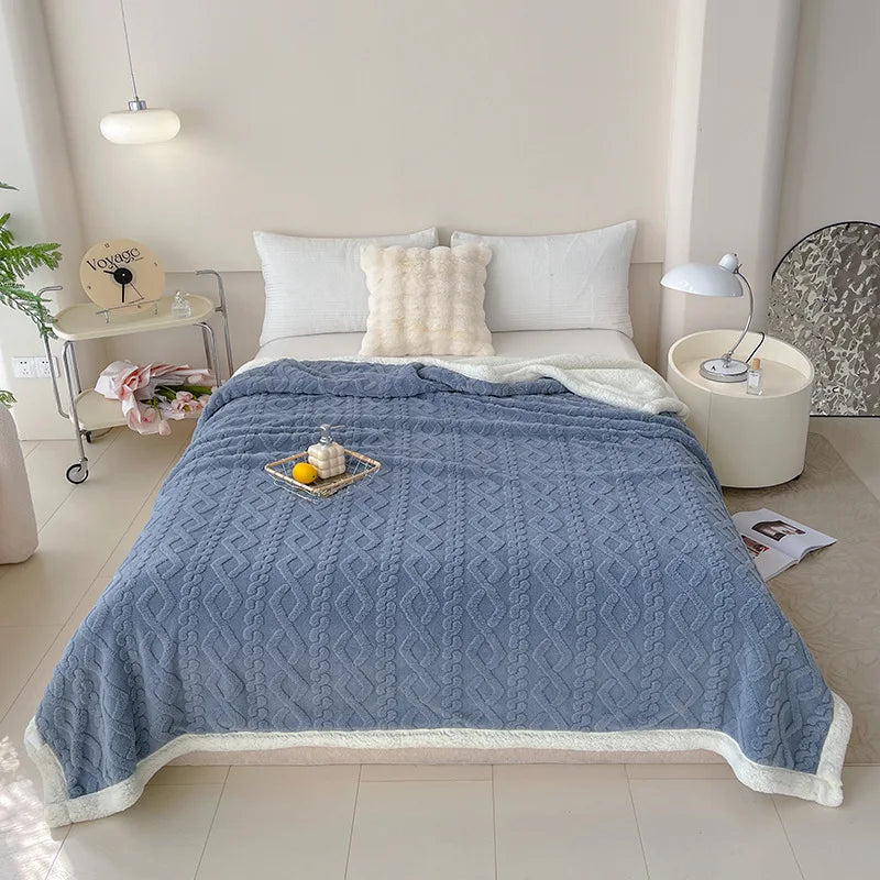Afralia™ Soft Lamb Wool Blanket for Office Living Room Sofa All Seasons Comfy Cover