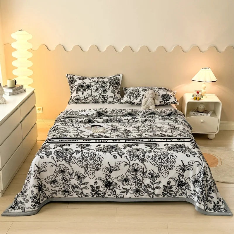 Afralia™ Cartoon Print Flannel Sofa Cover – Lightweight Plush Blanket for Adults