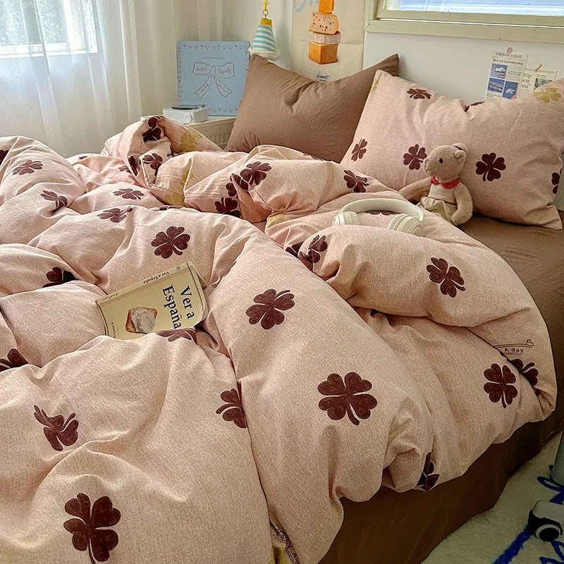 Afralia™ Cartoon Print Quilt Cover Set for King Queen Beds - All Seasons Comfort