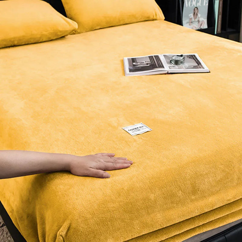 Afralia™ Winter Velvet Fitted Bed Sheet: Nordic Plush Mattress Cover, Warm & Non-Slip