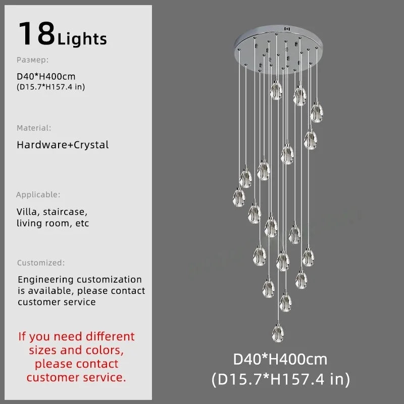 Afralia™ Crystal Chandelier Pendant Light for Modern Staircase & High Ceilings