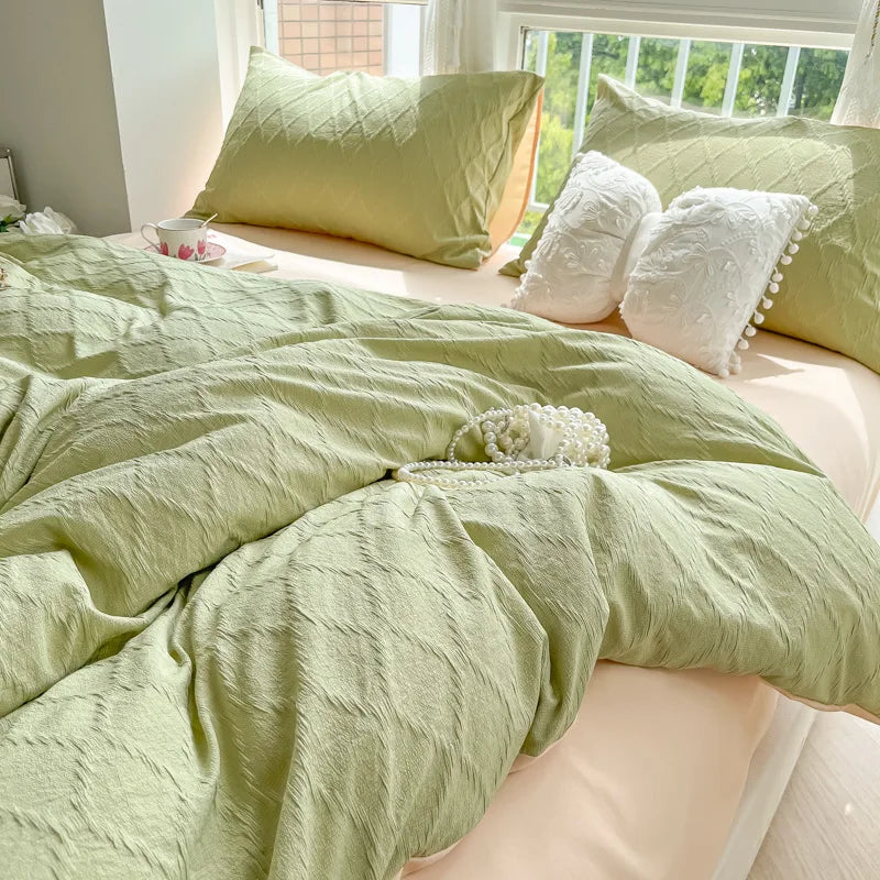Afralia™ Diamond Grid Jacquard Bedding Sets: Cooling, Soft Duvet Cover for Summer & Autumn