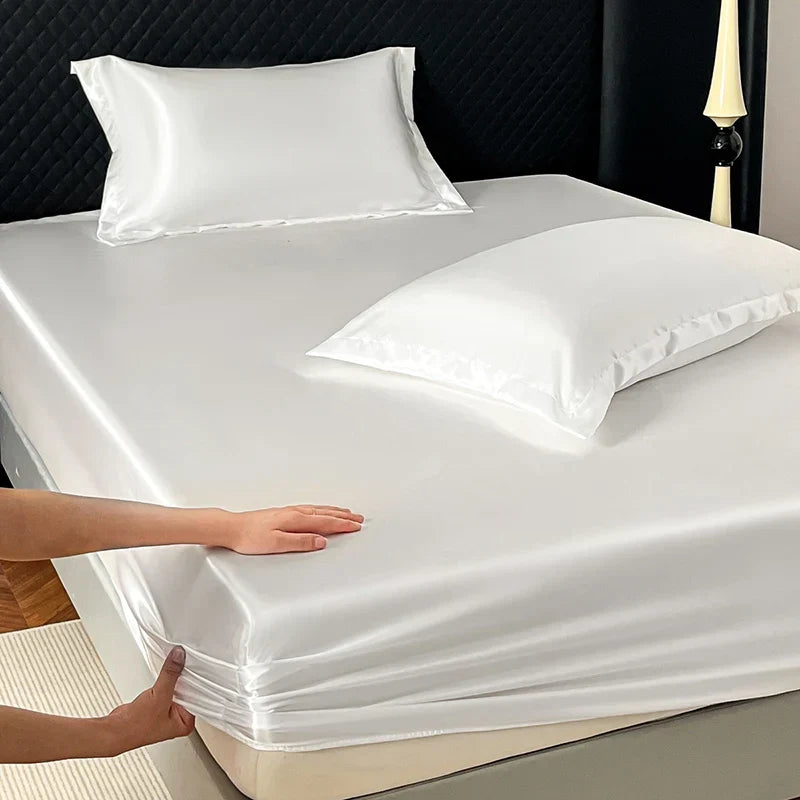 Afralia™ Satin Fitted Sheet Set - Luxuriously Soft Double Full Size Bedding