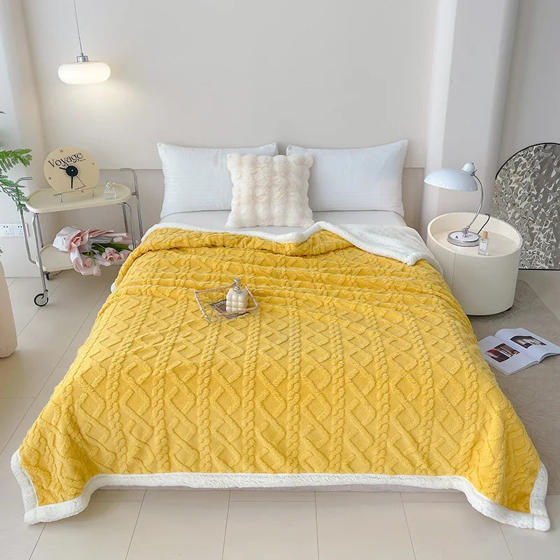 Afralia™ Soft Lamb Wool Blanket for Office Living Room Sofa All Seasons Comfy Cover